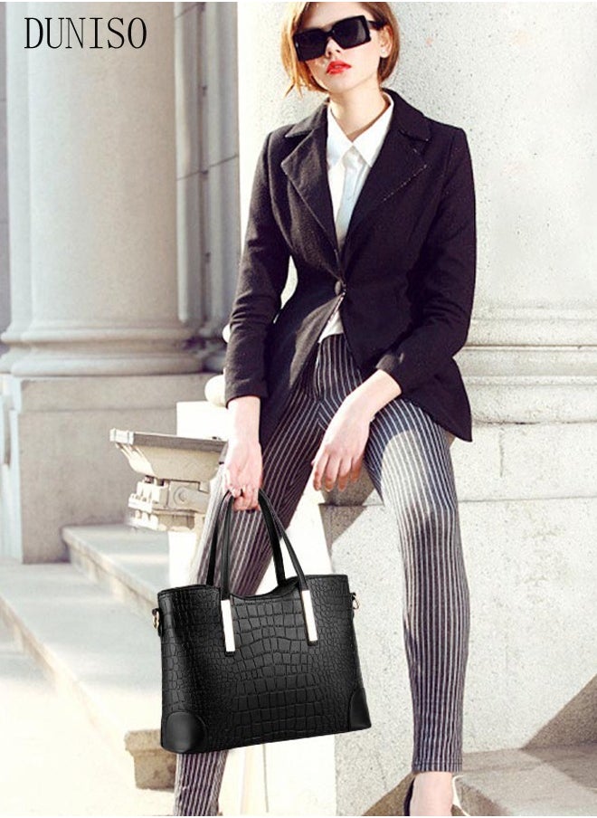 DUNISO - 2PCS Women's Elegant Purses and Handbags Set Shoulder Bag Ladies Designer Satchel Messenger Tote Bag Crossbody Bag for Shopping Working - Image 1