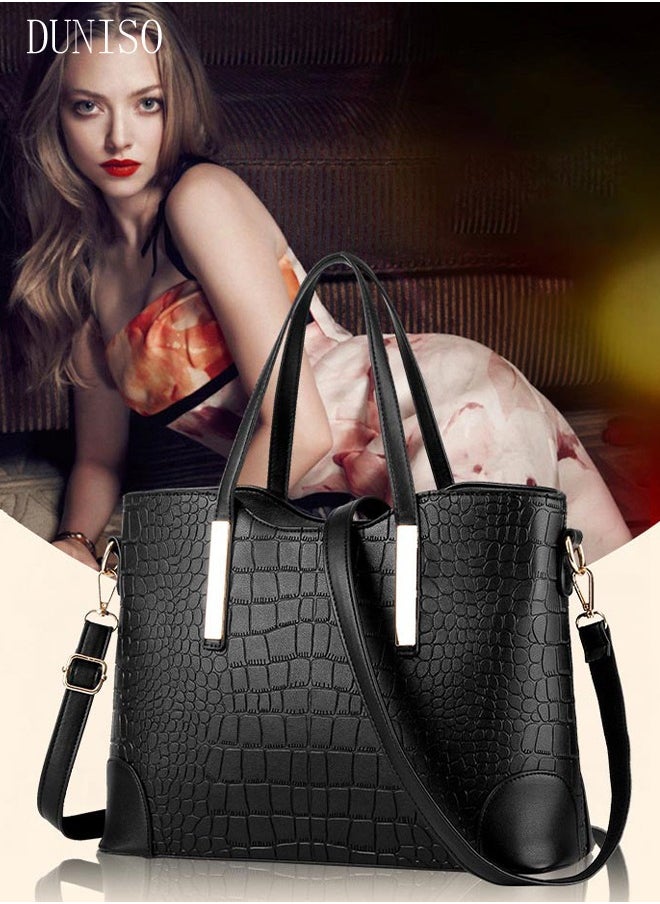 DUNISO - 2PCS Women's Elegant Purses and Handbags Set Shoulder Bag Ladies Designer Satchel Messenger Tote Bag Crossbody Bag for Shopping Working - Image 1