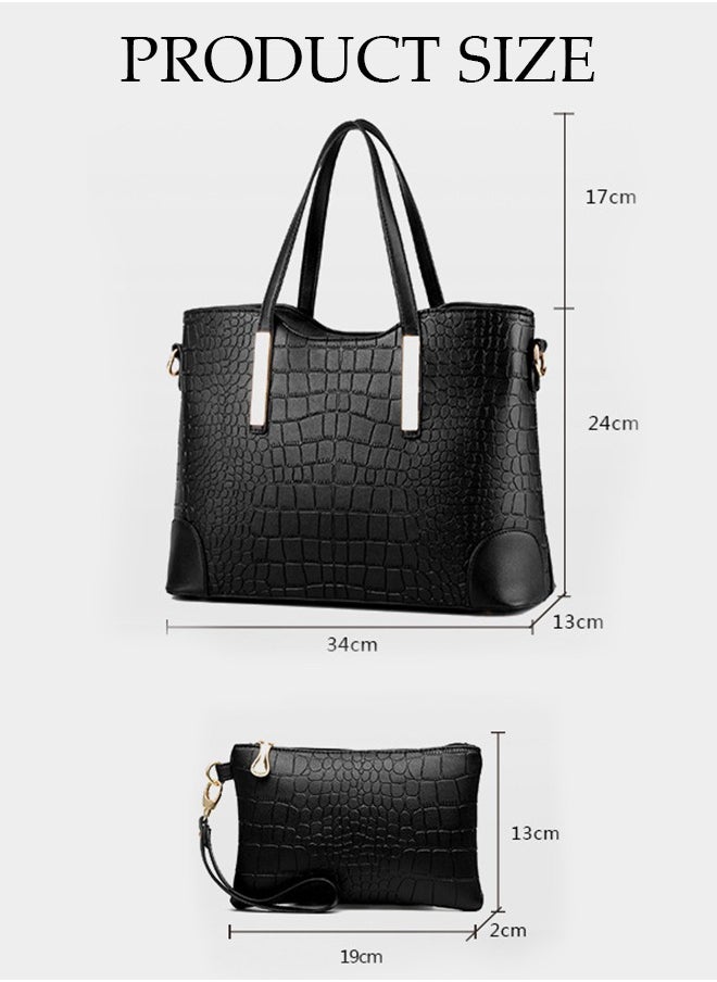 DUNISO - 2PCS Women's Elegant Purses and Handbags Set Shoulder Bag Ladies Designer Satchel Messenger Tote Bag Crossbody Bag for Shopping Working - Image 1