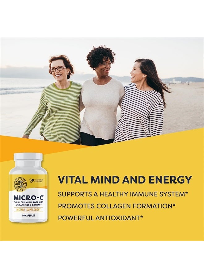 Micro-C ®, Trial Size - 90 Servings – 500mg All-Natural Buffered Vitamin C Capsules with Rose HIPS, Rutin, Grape Seed & Acerola Fruit Extract - Supports a Healthy Immune System & Skin Health