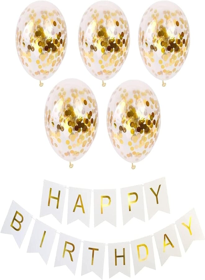 Secret 12 inch Gold Rose Gold Confetti Balloons Latex Balloon Happy Birthday Party Decorations Supplies Perfect Wedding Bridal Shower Decor (5 pcs Gold)