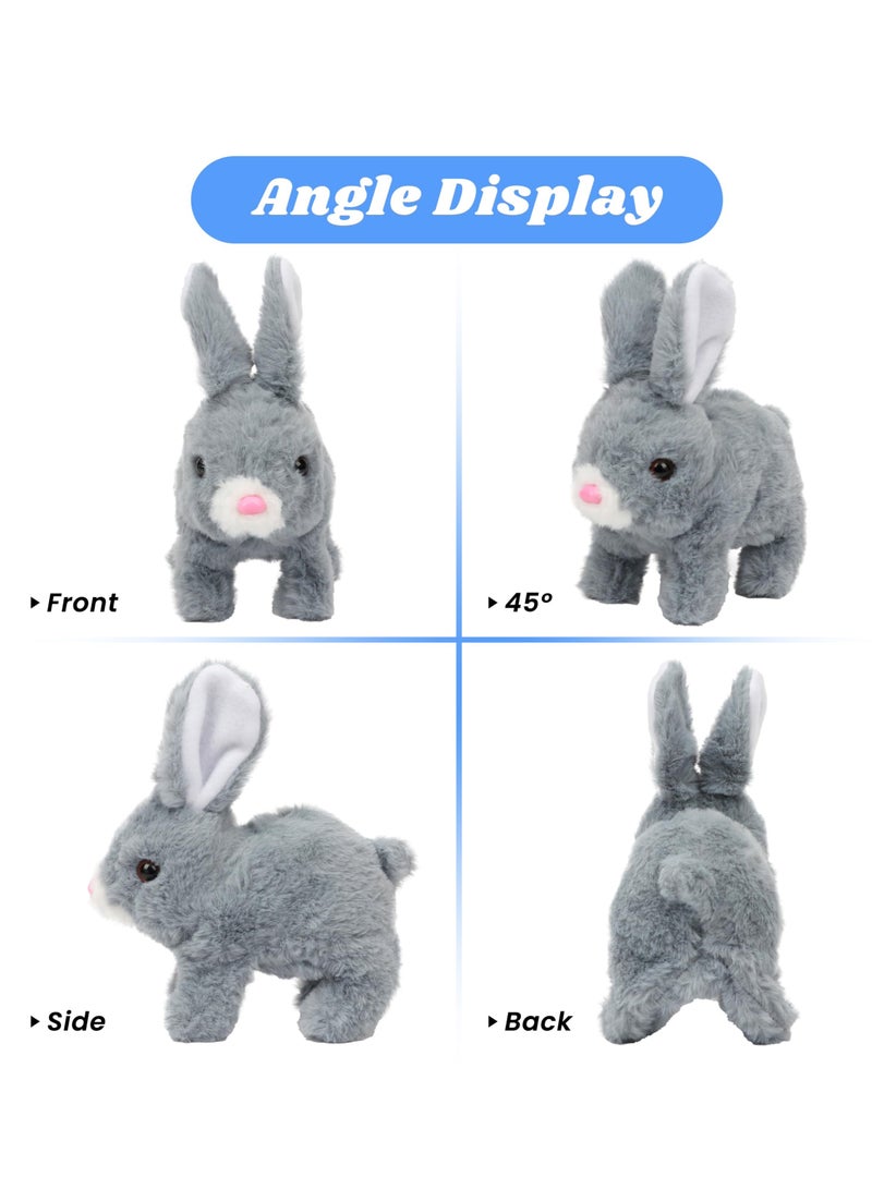السيد باندا الكترونية تفاعلية للحيوانات الاليفة من هوبينج رابيت مع اصوات وحركات، اذنين متذبذبة واذنين وانف، هدايا للاطفال في اعياد الميلاد، رمادي، 7 انش - Image 3