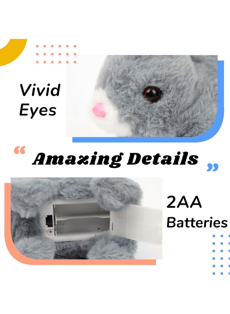 السيد باندا الكترونية تفاعلية للحيوانات الاليفة من هوبينج رابيت مع اصوات وحركات، اذنين متذبذبة واذنين وانف، هدايا للاطفال في اعياد الميلاد، رمادي، 7 انش - Image 4
