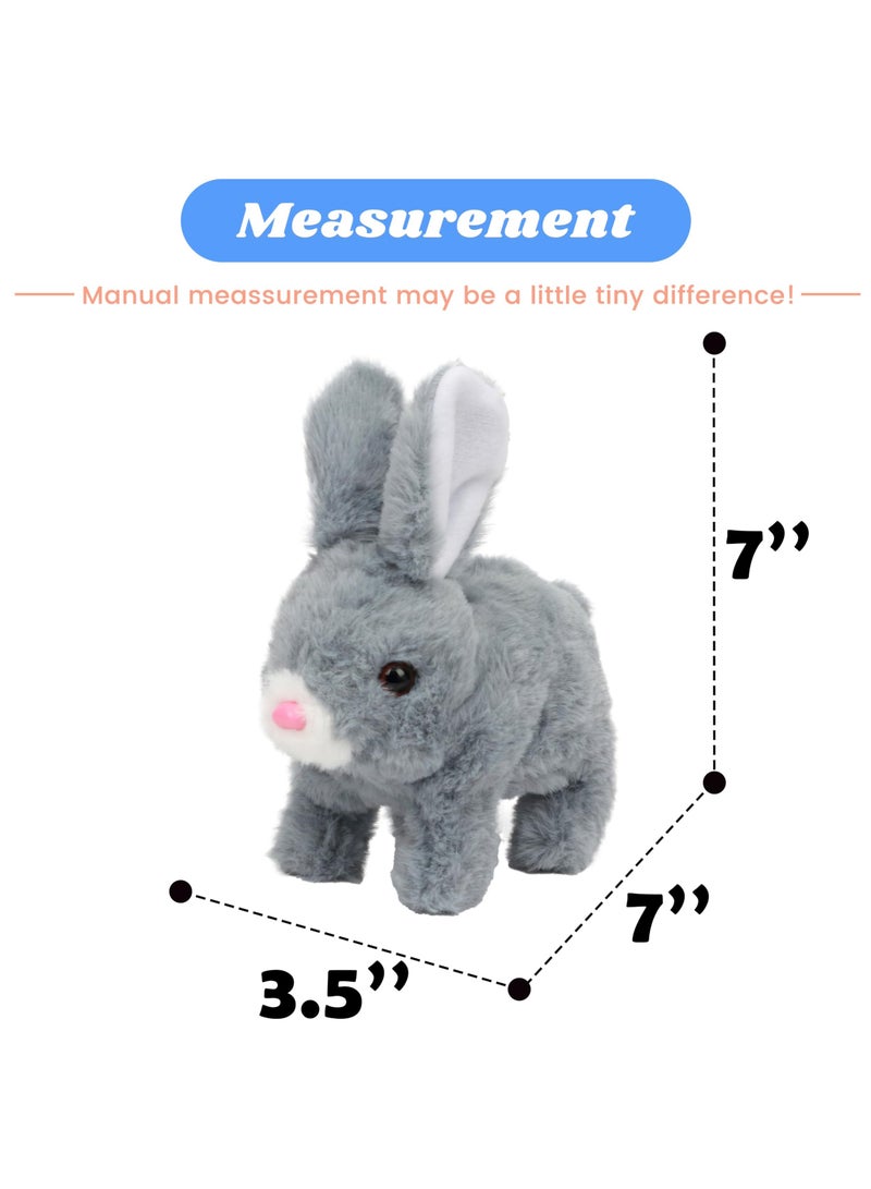 السيد باندا الكترونية تفاعلية للحيوانات الاليفة من هوبينج رابيت مع اصوات وحركات، اذنين متذبذبة واذنين وانف، هدايا للاطفال في اعياد الميلاد، رمادي، 7 انش - Image 2