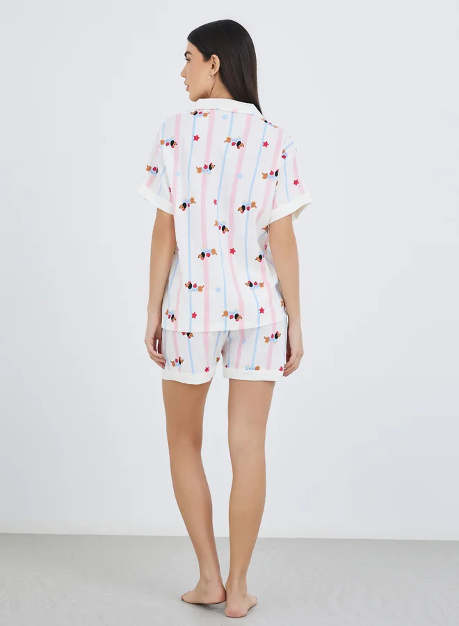 Take Two Take Two Pack of 3 - Peppy Pattern Cotton Shirt, Pants and Shorts