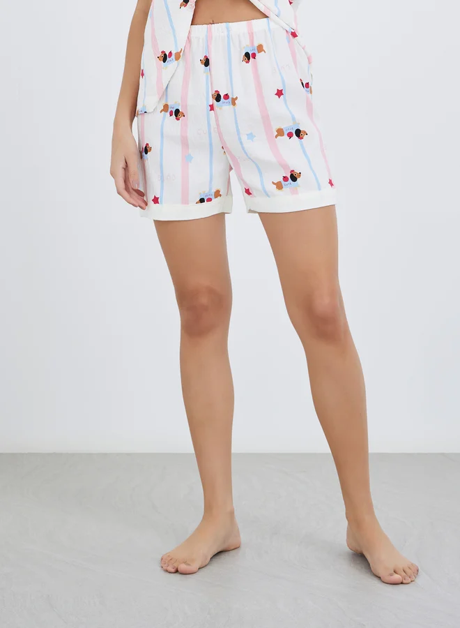 Take Two Take Two Pack of 3 - Peppy Pattern Cotton Shirt, Pants and Shorts