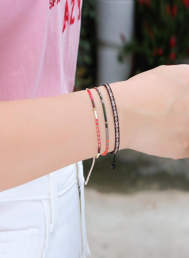 KELITCH Boho Red Crystal Shell Beaded Friendship Bracelets Handmade Strand Bracelet Bangles Jewelry D - Image 2