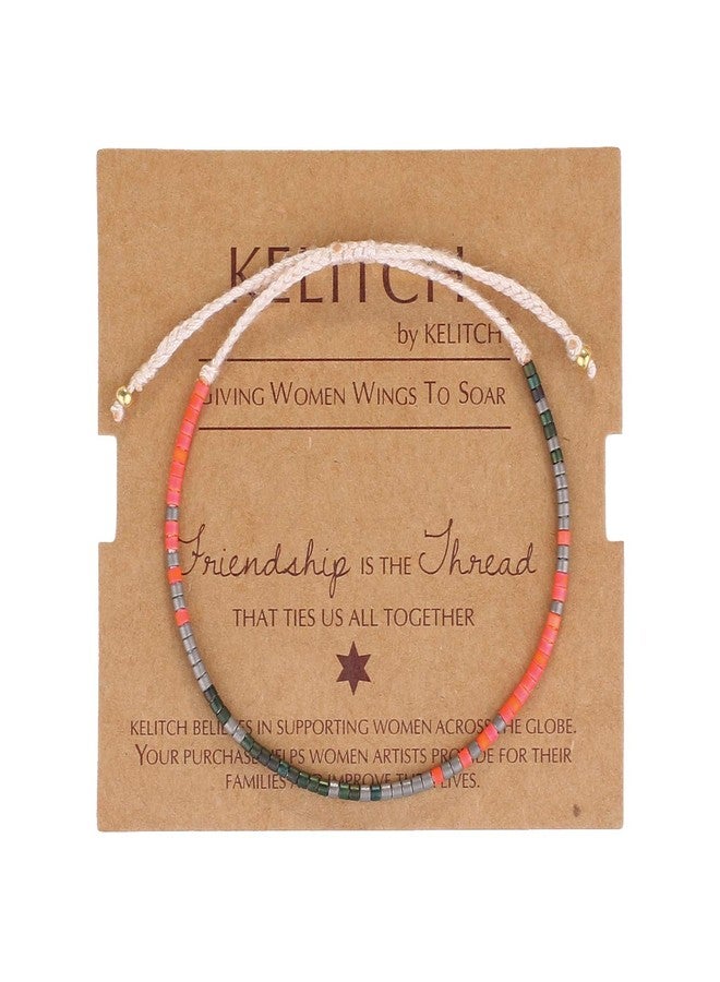 KELITCH Boho Red Crystal Shell Beaded Friendship Bracelets Handmade Strand Bracelet Bangles Jewelry D - Image 1
