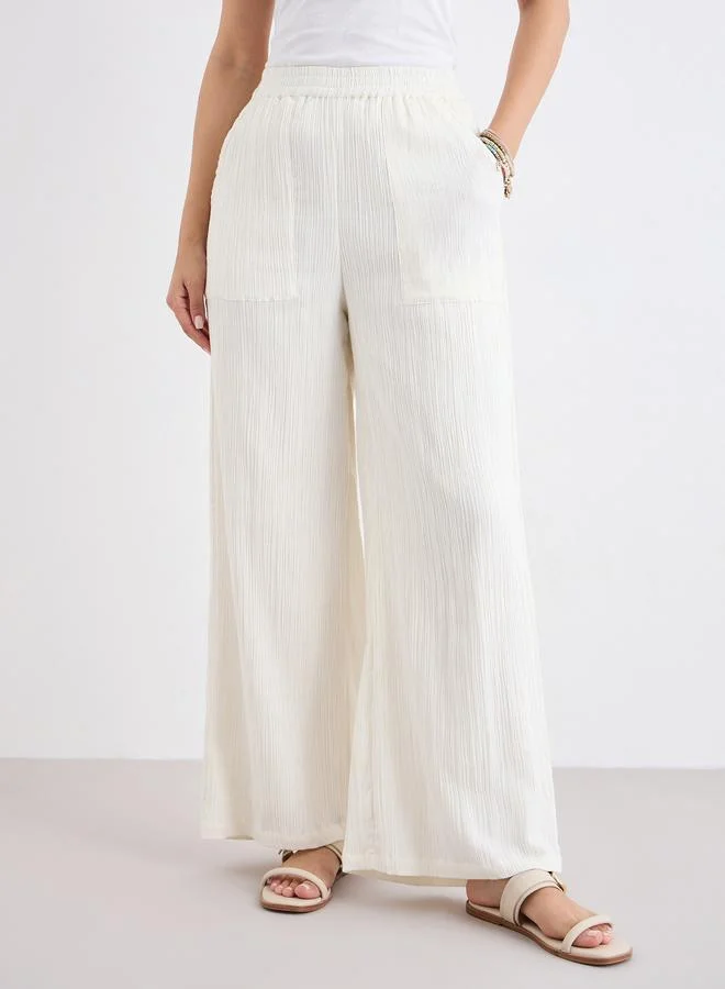 Styli Styli Cotton Gauze Wide Leg Pants