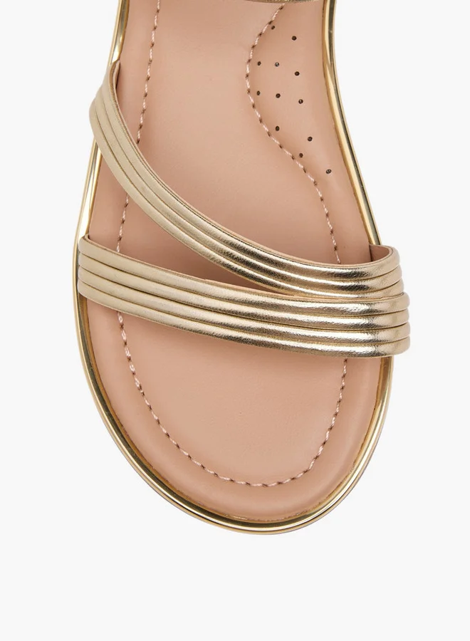 Little Missy Girls Solid Sandals with Hook and Loop Closure