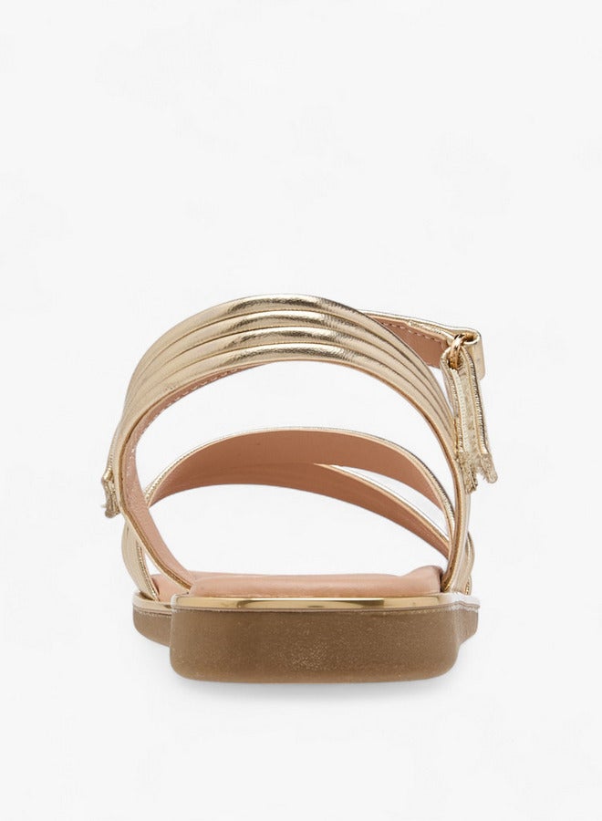 Little Missy Girls Solid Sandals with Hook and Loop Closure  - Image 4