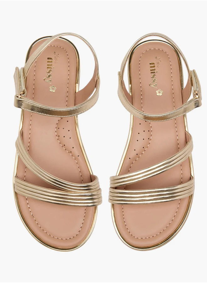 Little Missy Girls Solid Sandals with Hook and Loop Closure