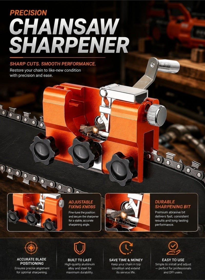 LOOPITYS Portable Chainsaw Chain Sharpener, Mini Chain Saw Sharpening Jig Kit for 4"-22" Chainsaws, Quick Precision Chain Grinding Tool, Manual & Electric Use, Chain Repair, Restoration & Maintenance Tool for Wood Cutting, Logging and Garden Care - Image 3