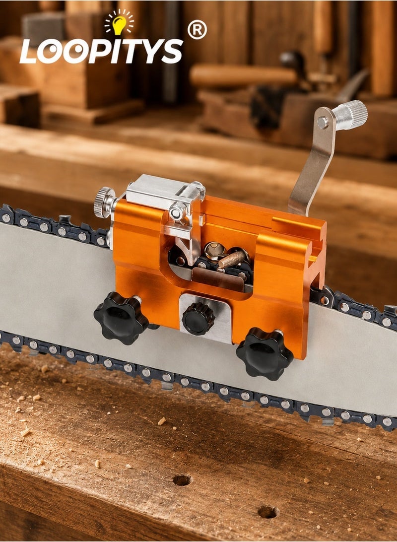 LOOPITYS Portable Chainsaw Chain Sharpener, Mini Chain Saw Sharpening Jig Kit for 4"-22" Chainsaws, Quick Precision Chain Grinding Tool, Manual & Electric Use, Chain Repair, Restoration & Maintenance Tool for Wood Cutting, Logging and Garden Care - Image 1