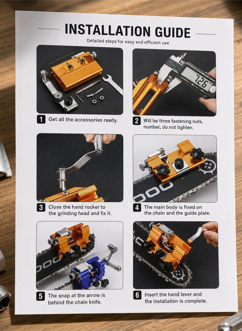 LOOPITYS Portable Chainsaw Chain Sharpener, Mini Chain Saw Sharpening Jig Kit for 4"-22" Chainsaws, Quick Precision Chain Grinding Tool, Manual & Electric Use, Chain Repair, Restoration & Maintenance Tool for Wood Cutting, Logging and Garden Care - Image 5