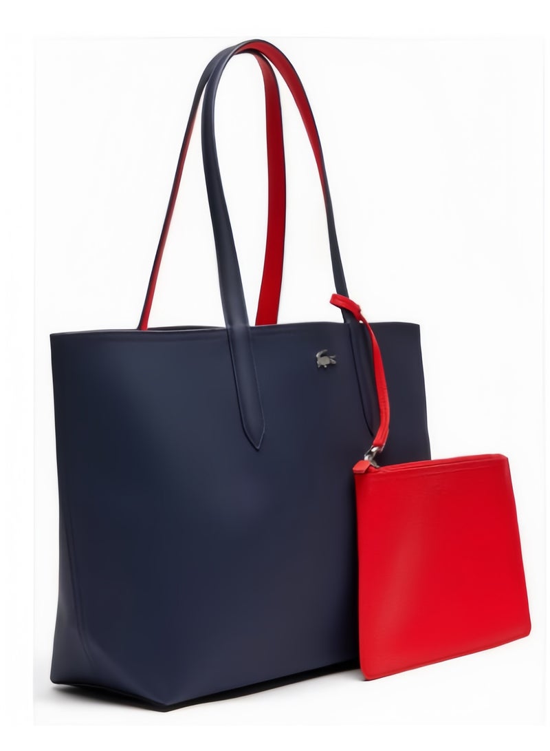 Lacoste Women's Double sided Two tone Large Capacity Handbag, Fashionable Multi functional, Black/Red - Image 4