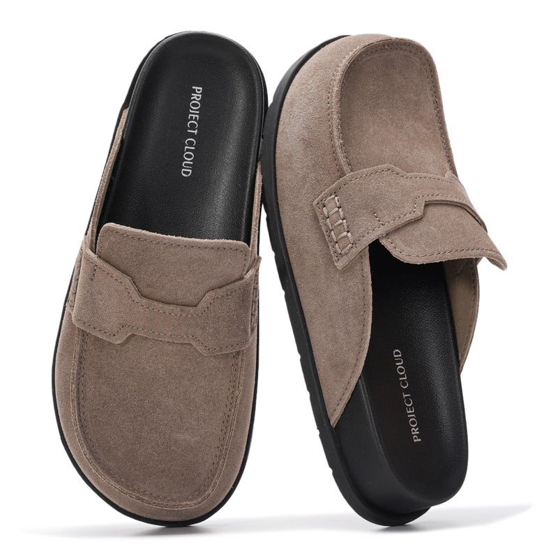 Project Cloud 100% Genuine Leather Womens Clogs - Plush & Soft Insole with Arch Support Non Slip Mules & Clogs for Women Footwear - Water Resistant Women Shoes (Foamy, STORMSUEDE,10M)