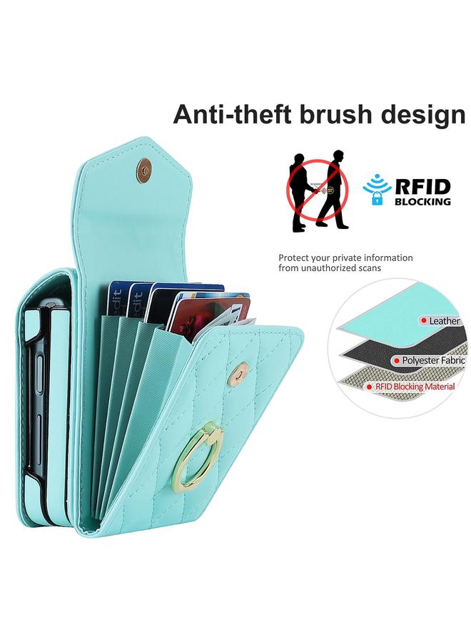 اس-توب جراب لهاتف Samsung Galaxy Z Flip5 مزود بفتحة بطاقة RFID من Diamond Lattice مع حامل حلقي - Image 5