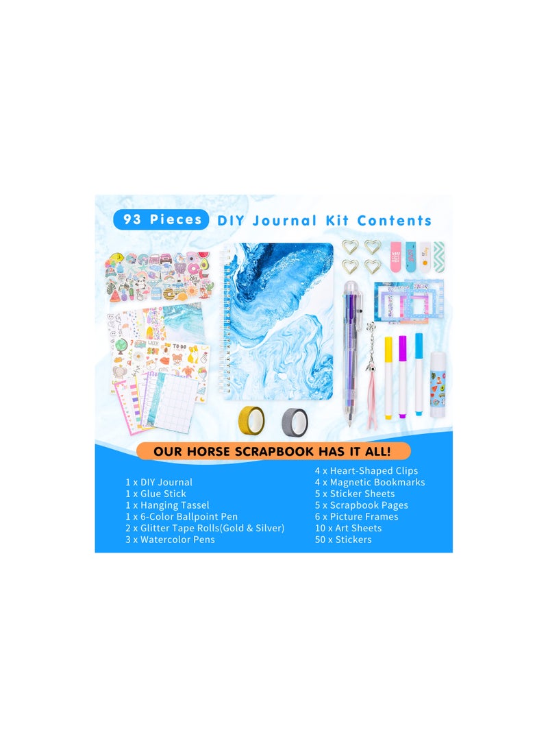 DIY Journal Set for Girls Ages 8-13 - Perfect Birthday Gift for Tweens, Personalized Scrapbook and Diary Supplies Kit, Cute Art Crafts and Decoration for Kids in Blue.  - Image 3