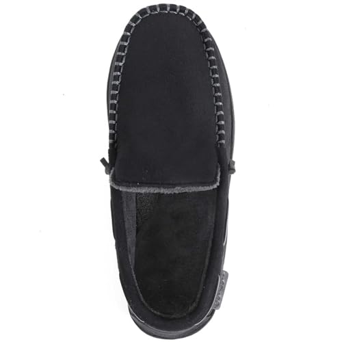 Zigzagger Men's Moccasin Slippers Memory Foam House Shoes, Indoor and Outdoor Warm Loafer Slippers, Cool Black, 10.5 M US - Image 4