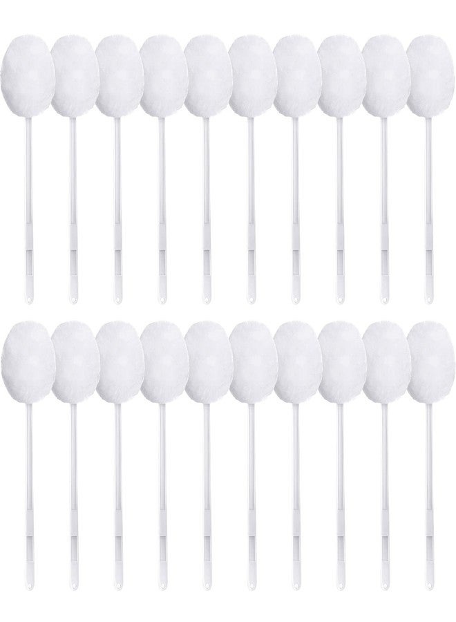 Eaasty فرشاة مرحاض Eaasty 20 حزمة مع مقبض بلاستيكي طويل، مسحات ناعمة بيضاء للتخلص منها، منظفات مرحاض بممسحة مع فرشاة قطن حريري للحمام، 11 × 4.3 بوصة - Image 1