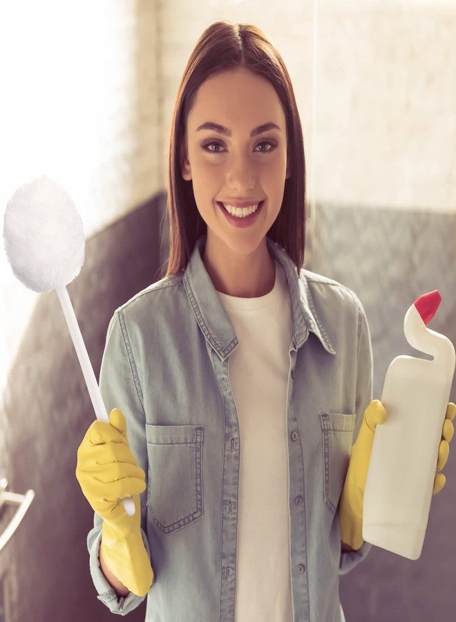 Eaasty فرشاة مرحاض Eaasty 20 حزمة مع مقبض بلاستيكي طويل، مسحات ناعمة بيضاء للتخلص منها، منظفات مرحاض بممسحة مع فرشاة قطن حريري للحمام، 11 × 4.3 بوصة - Image 4