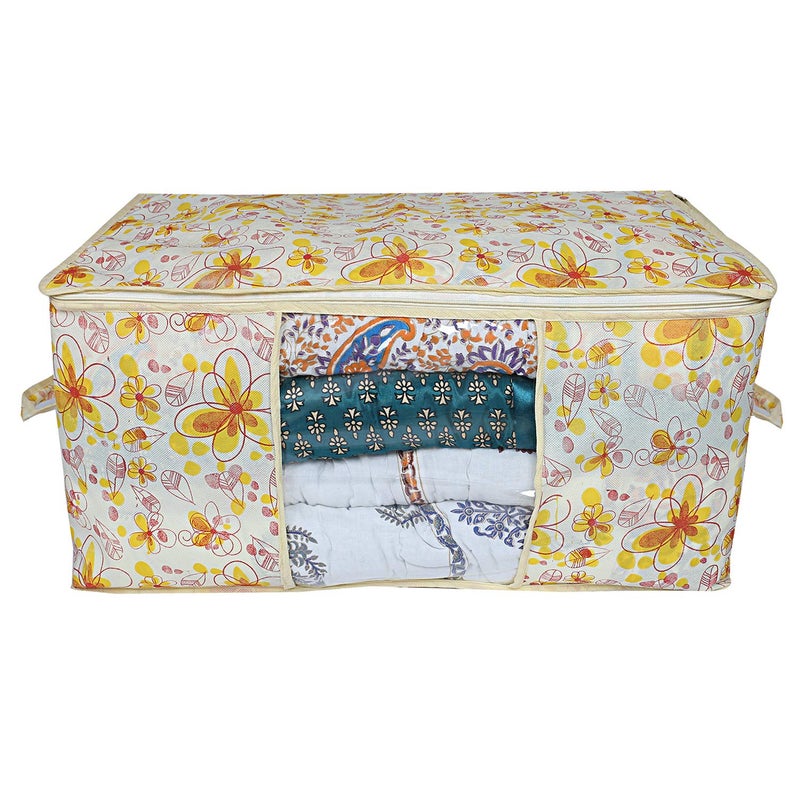 Kuber Industries Red Flower Design Non Woven Under Bed Storage Bag Multi Standard CTKTC02726 - Image 2