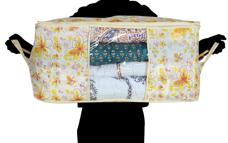 Kuber Industries Red Flower Design Non Woven Under Bed Storage Bag Multi Standard CTKTC02726 - Image 4