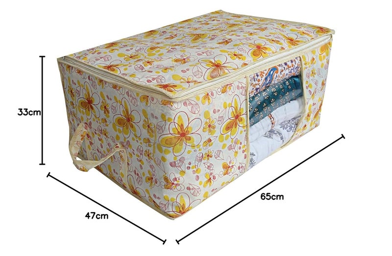 Kuber Industries Red Flower Design Non Woven Under Bed Storage Bag Multi Standard CTKTC02726 - Image 5