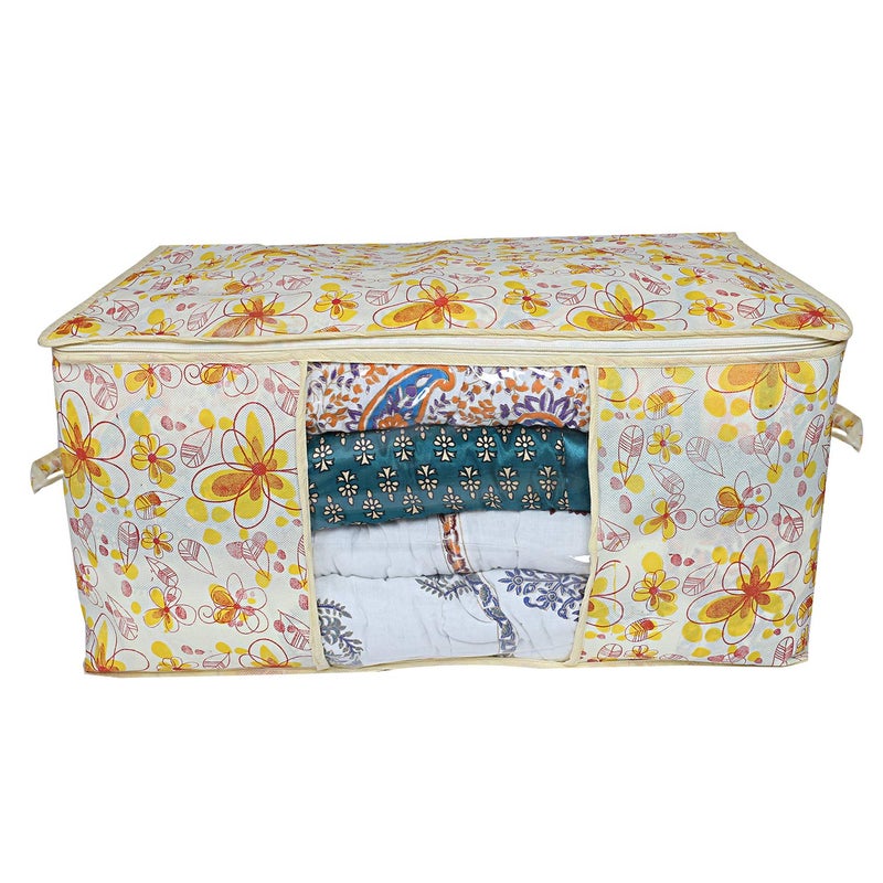 Kuber Industries Red Flower Design Non Woven Under Bed Storage Bag Multi Standard CTKTC02726 - Image 3