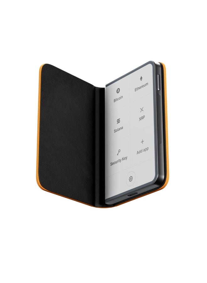 Ledger Stax Magnet Folio Case | Secure & Protective Storage Case for Stax Hardware Wallet, Magnetic Shell Design, Anti-Scratch, Slim and Lightweight - Orange Bitcoin - Image 3