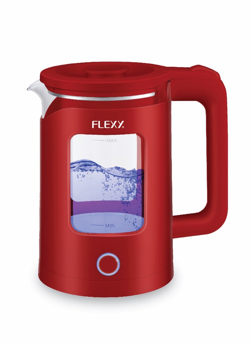 فليكسي - غلاية ماء زجاجية FLEXY® 1.5 لتر 1360 وات | جدران كريستال مزدوجة، إيقاف تلقائي | سخان الماء الفوري صانع الشاي | حماية من الغليان الجاف، قاعدة دوارة 360 درجة | مقبض بارد - Image 1