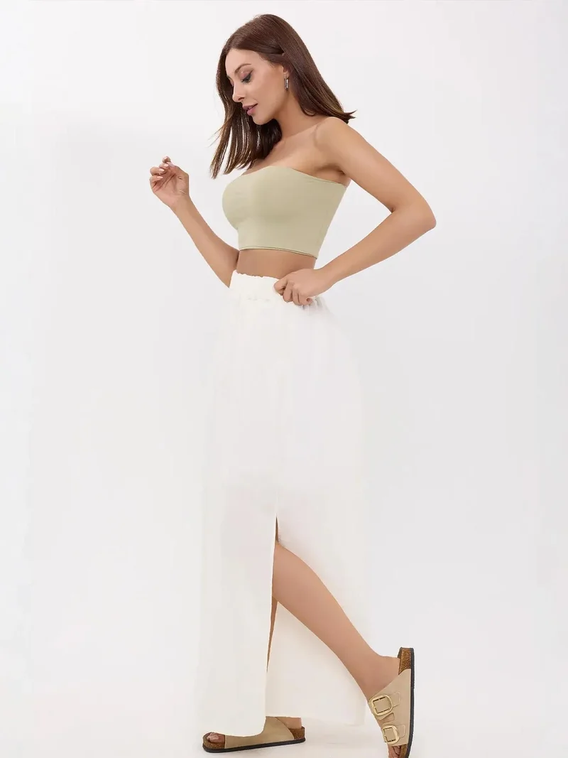 HICCUP Solid Maxi Skirt with Slit