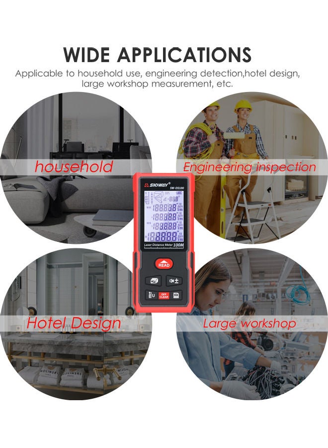 Black/Red Laser Distance Meter for 100 Meters - Image 5