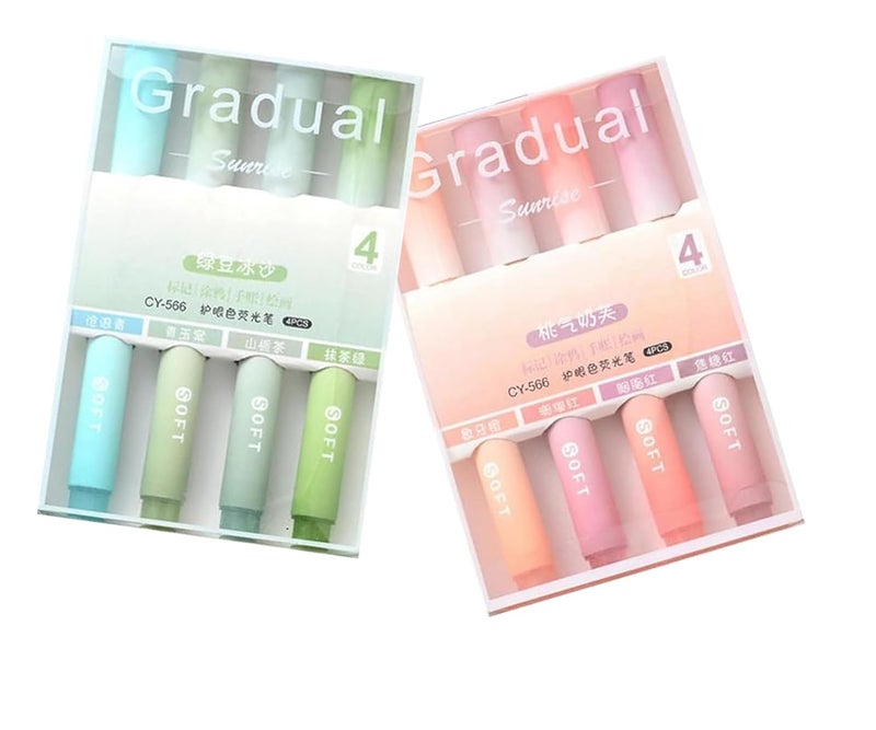 CLOSAL ® Aesthetic Cute Highlighter Pen || Highlighters Markers Pen || Pastel Highlighter Pen Set || Cute Highlighter Pastels (Orenge & Green) - Image 1