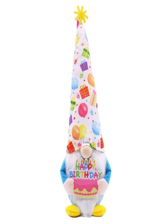 Eysinyge Birthday Gnome Plush, Holding Cake, Party Decoration, 13 inches Handmade Gnomes for Birthday Gifts, Cute Gnome forTiered Tray Decor - Image 1