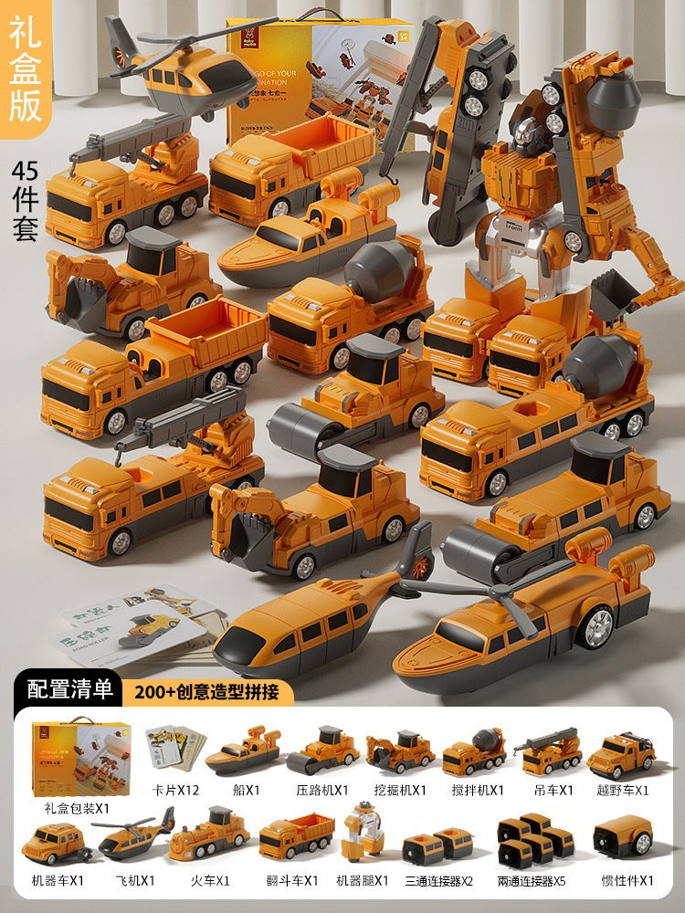 Explosions Children'S Varied Magnetic Engineering Vehicle Deformation Excavator Assembled Robot King Kong Toy Boy 3 Years Old - Image 1