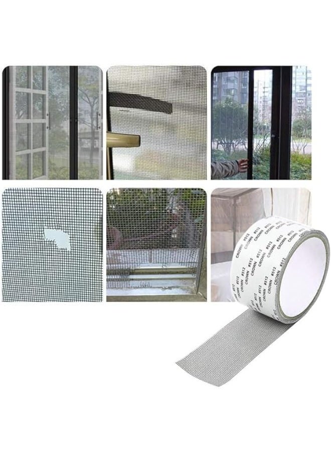 شريط إصلاح الشاشة، 2 لفافة شريط لاصق لشاشة الحشرات للنوافذ والأبواب، شريط إصلاح الشاشة، مع ختم لاصق قوي مقاوم للماء - Image 4