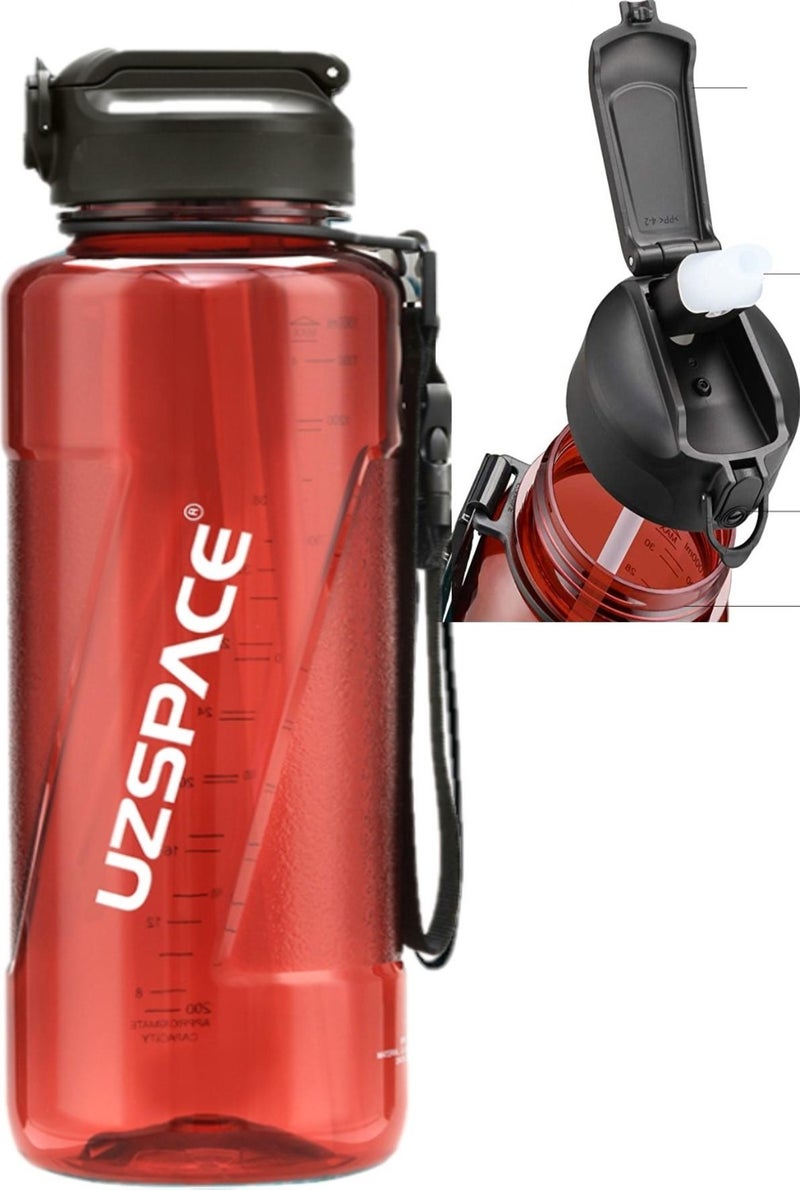 UZSPACE زجاجة مياه ترايتان بحجم مگافلاج مع ش straw 1500 مل  - Image 1