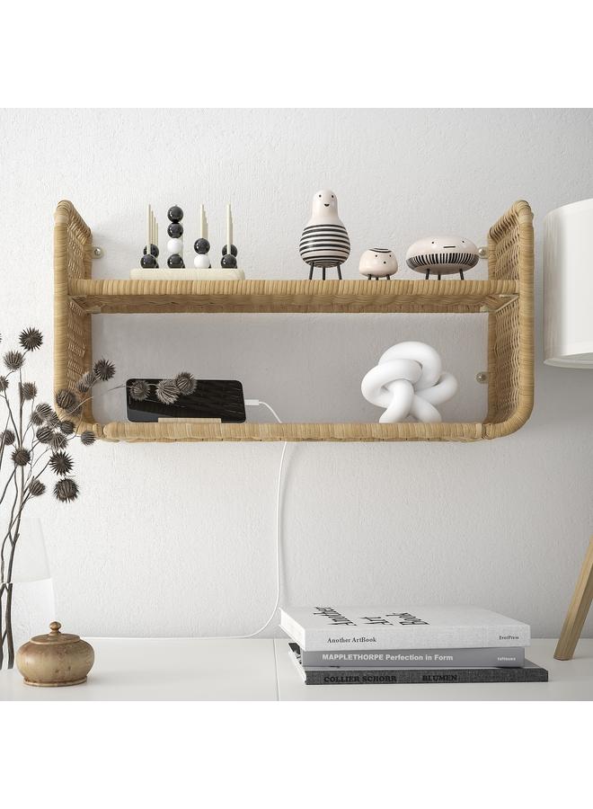 erorex Wall shelf, rattan, 60x20 cm - Image 3