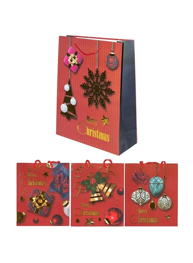 4-Piece Gift Bag For Christmas 19.5X23.5X8Cm Size Assorted Designs - Image 1