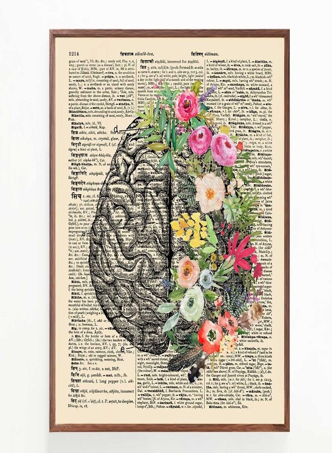 ZEARPT Floral Brain Anatomy Wall Art Poster, Vintage Botanical Cerebrum Print for Neurologist Psychologist Office Decor, Medical Student Gift, Anatomy Art Decor for Clinic Home, Unframed (8x10 Inch) - Image 4