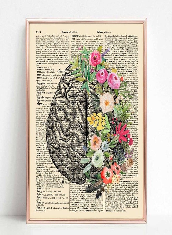 ZEARPT Floral Brain Anatomy Wall Art Poster, Vintage Botanical Cerebrum Print for Neurologist Psychologist Office Decor, Medical Student Gift, Anatomy Art Decor for Clinic Home, Unframed (8x10 Inch) - Image 3