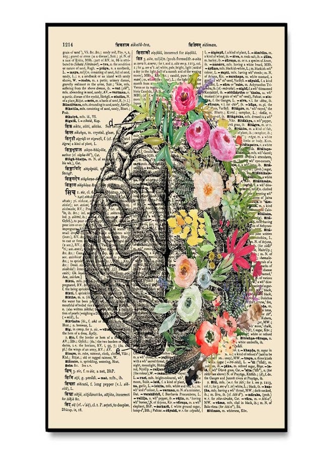 ZEARPT Floral Brain Anatomy Wall Art Poster, Vintage Botanical Cerebrum Print for Neurologist Psychologist Office Decor, Medical Student Gift, Anatomy Art Decor for Clinic Home, Unframed (8x10 Inch) - Image 1