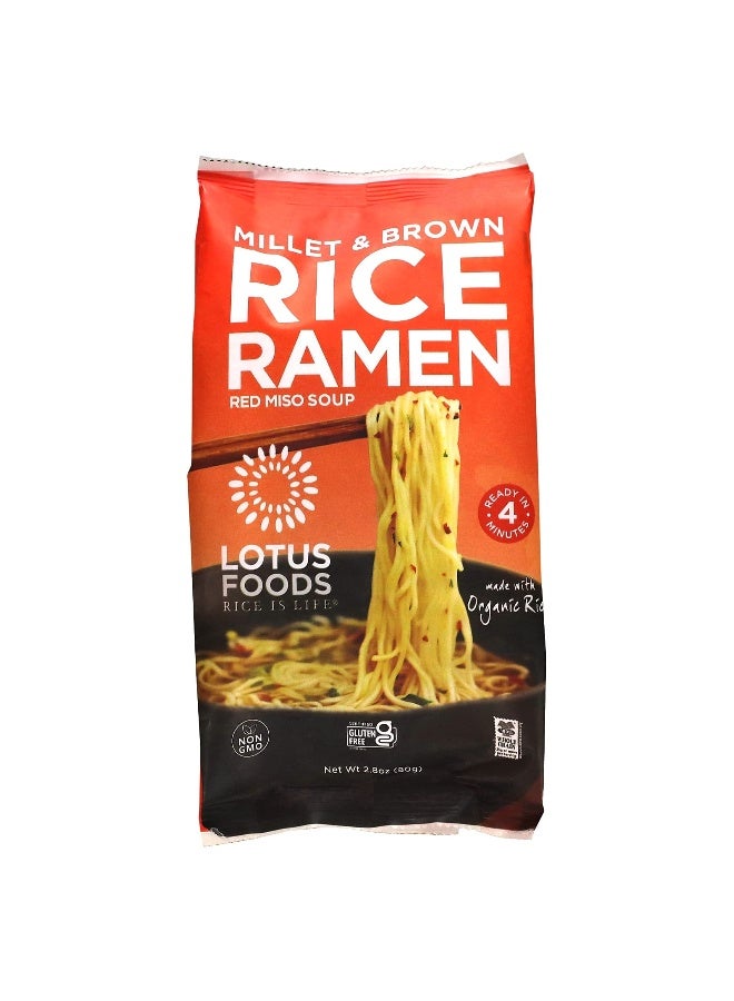 Lotus Foods Lotus Foods, Millet & Brown Rice Ramen, Red Miso Soup, 2.8 oz (80 g)  - Image 1