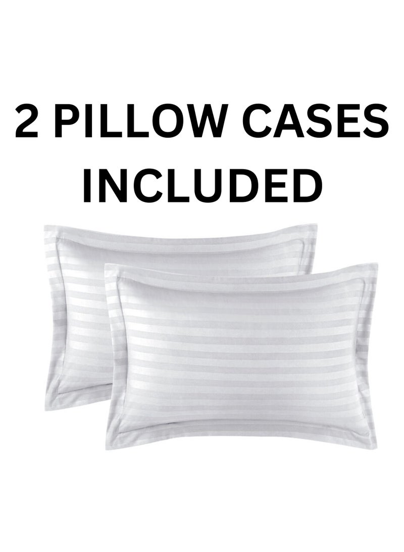 TW Premier Hotel Quality Brushed Microfiber Stripe Bedsheet Set – 1 Fitted Bed Sheet with 2 Oxford Pillow Cases 50x75+5cm | Super Soft Breathable Stripe Fabric - Image 4