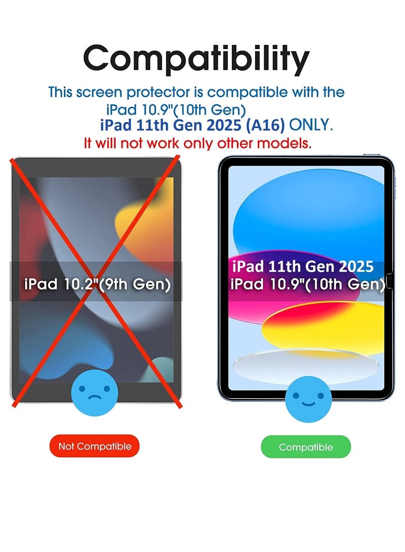 DUSALA iPad 2025 (11th Generation) A16 11-Inch Screen Protector Edge to Edge Full Screen Coverage Anti Scratch,Bubble Free Tempered Glass - Image 3