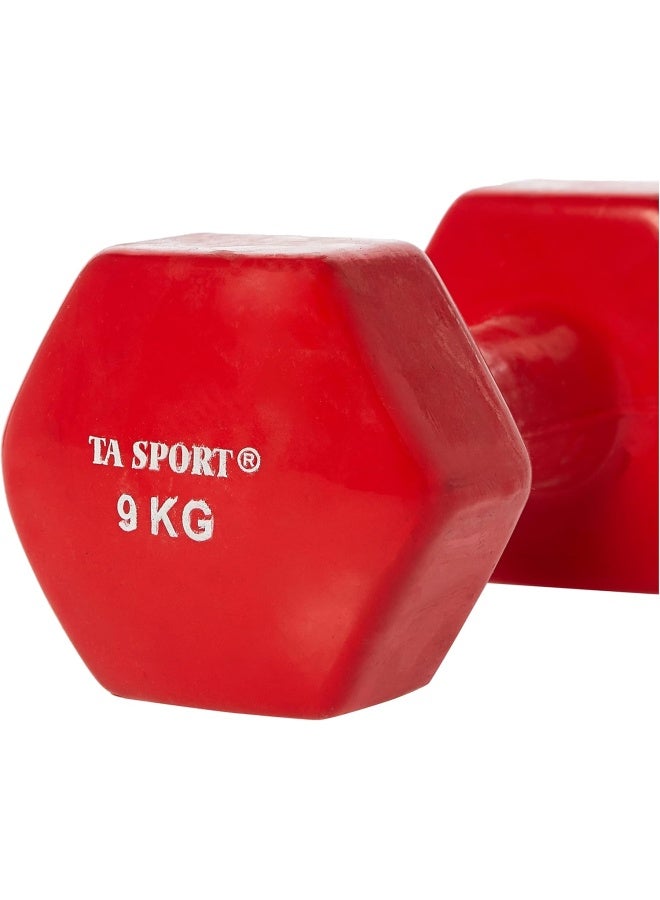 TA SPORT TA Sport Vinyl Dumbbell, Red, 9 Kg, ���KZ22-RED  - Image 3