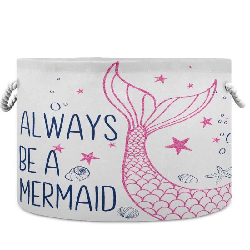 visesunny Storage Basket Mermaid Tail Nursery Hamper Basket Clothes Toy Storage Organizer Bin Box Collapsible Laundry Bag for Kid RoomPlayroomBathroomLiving RoomDormOffice