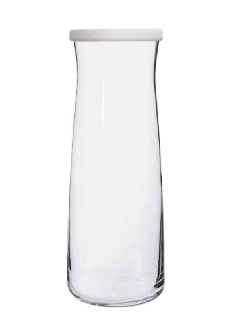 LAV Vera Carafe – 1200 ml – Clear Glass Pitcher with White Silicone Lid for Water, Juice & Cold Beverages  - Image 2